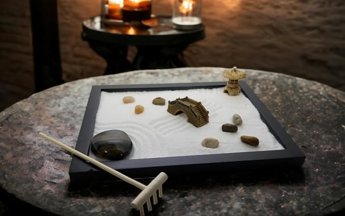 Zen Sand Garden for Desk with Rake, Rocks and Figures - Image 5