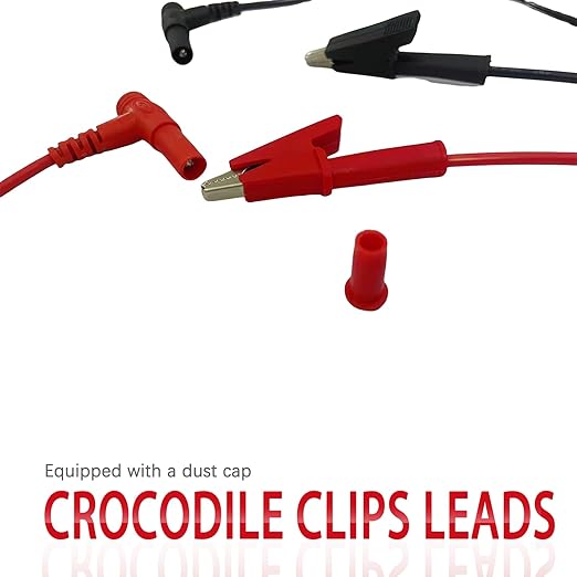 2PCS Test Leads, Alligator Clips, Red and Black, Multimeter Probes, Banana Plug to Alligator Clip Multimeter Test Leads