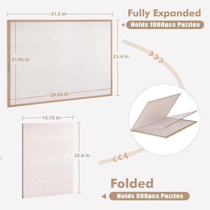 Jigsaw Puzzle Board for 1000 Pieces, Foldable Puzzle Board, 31.5" x 24" Felt - Image 2