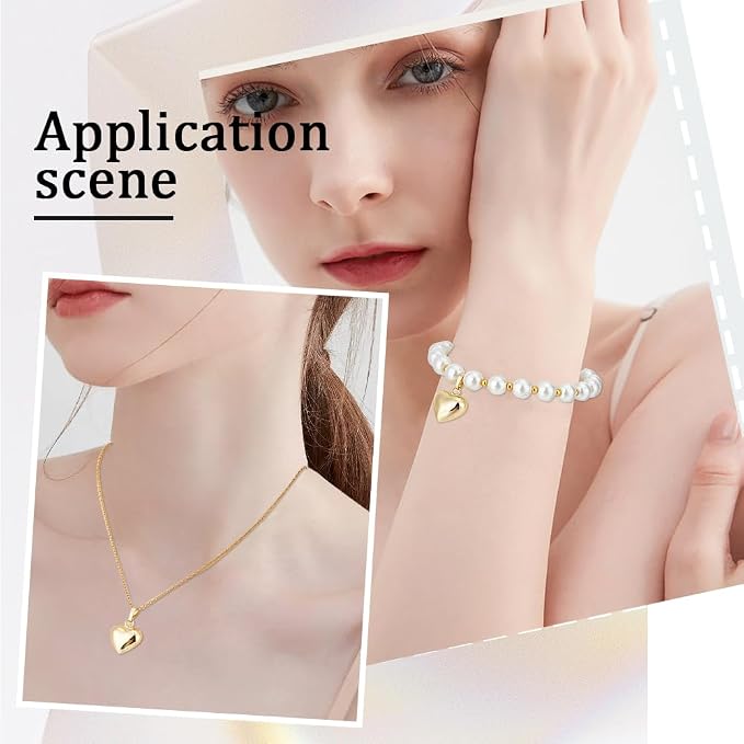 Beebeecraft 1 Box 10Pcs Puffed Heart Charm 18K Gold Plated Smooth Small Love - Image 5