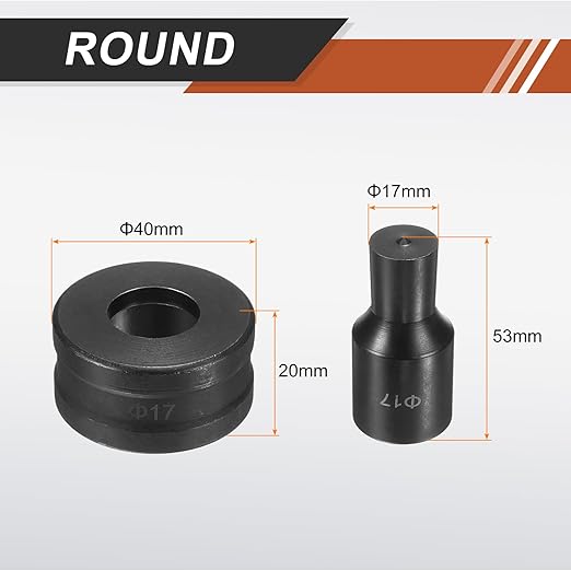 HARFINGTON Hydraulic Hole Punch Die Φ17mm Round Hole 40Cr Steel Electric Punching Kit for CH70 Electric Punching Machine, Black