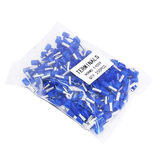 Fidioto AWG12 Wire Ferrules Terminals, 250pcs AWG12 Terminal Connector Wire Insulated Cord Pin Ends Terminals for Electric, Industrial, Chemical Industry, Power Control System, etc.
