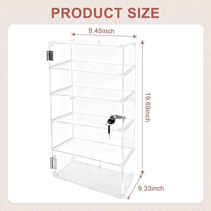 5 Shelf Acrylic Lockable Display Case - Image 2