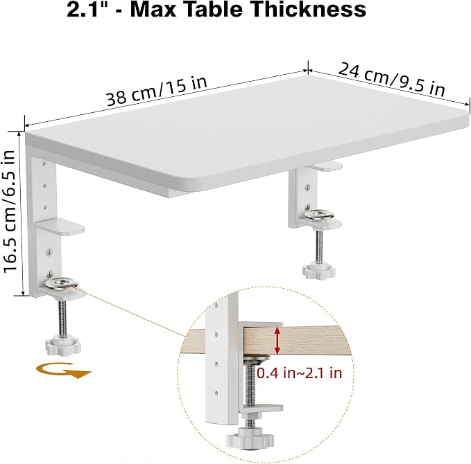 Desk Extender, 15-inch Clamp-On Desk Shelf, Height-Adjustable Desktop Shelf - Image 2