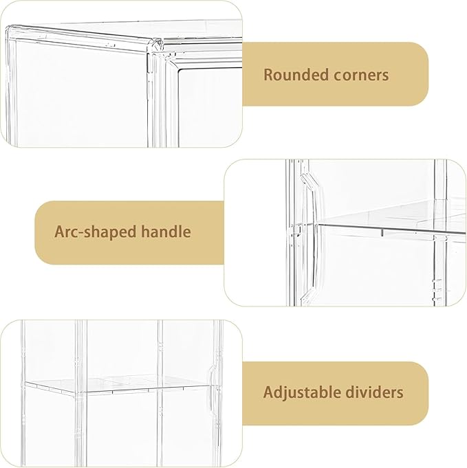 Attelite Acrylic Display Case for Collectibles Adjustable 3-Tiers，2Pack | Clear - Image 5