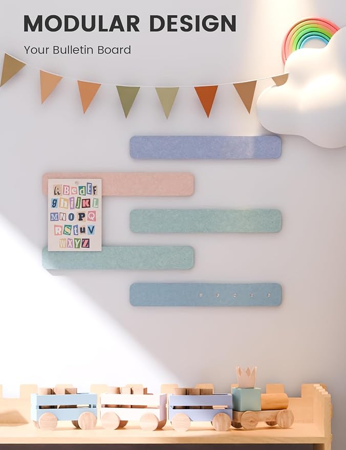 Fluxynara Cork Board Alternative Felt Strip Board 5-Pack 13"x2", Office Pin - Image 5