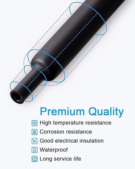 MILAPEAK 270 PCS Heat Shrink Tubing Kit - 3:1 Ratio Adhesive Lined, Marine Grade Shrink Wrap - Automotive Industrial Heat-Shrink Tubing - Black, Red
