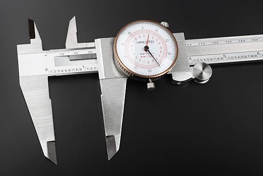 Accusize Industrial Tools 12'' by 0.001''/300mm by 0.02mm Dual Needle Precision Dial Caliper,Imperial/Metric, P920-S232