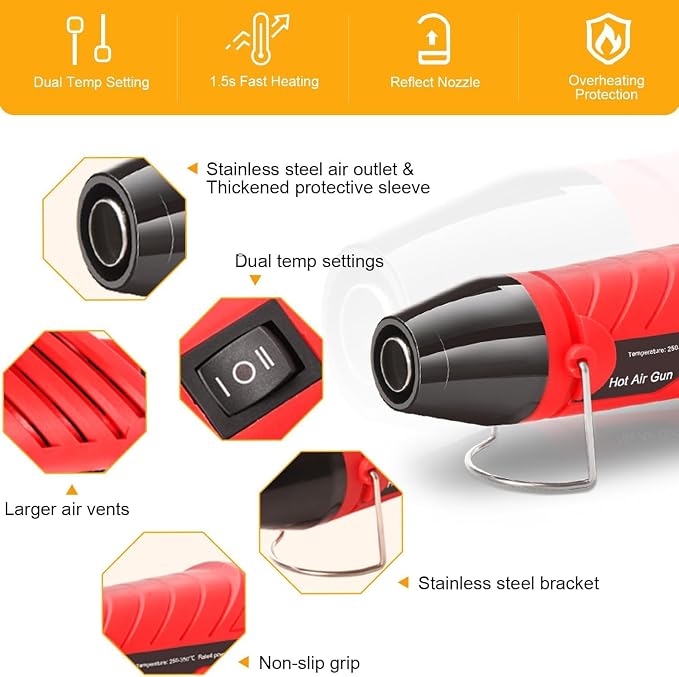 LDK Heat Gun for Crafting, Mini Dual Temp Hot Air Gun Tool - Image 5