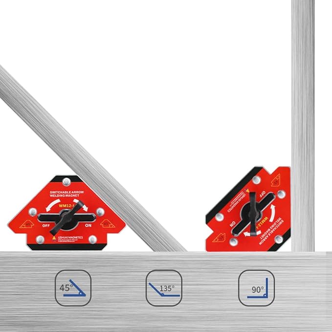 LISHUAI Unique Design On/Off Switch Strong Neodymium Arrow Welding Magnet/Magnetic Angle Welding Clamp 45 90 135 Degrees 55 LBS