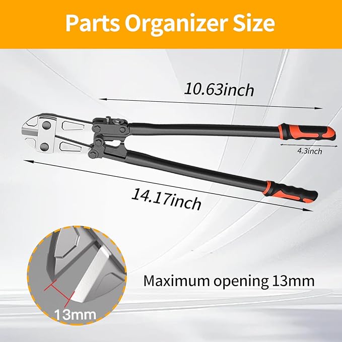 14 Inch Bolt Cutter, Heavy Duty Forged T8 Steel Blade Wire Cutters for Chains, Metal, Screws, Rivets & Fences, Ergonomic Rubber Grip Handle for Industrial Use & DIY Projects