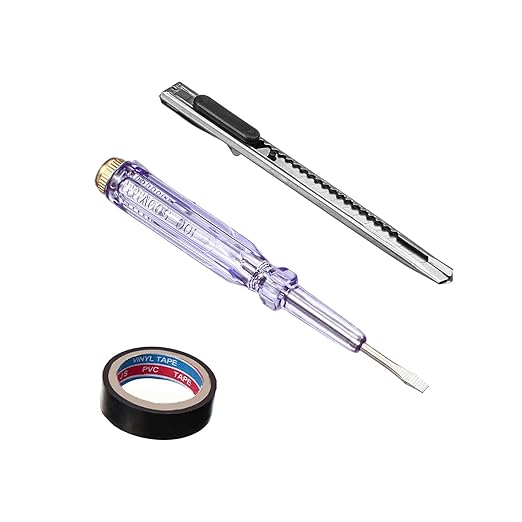 Fielect 1 Suit Circuit Tester Pen Assortment, Voltage Tester Detector Pen with Small Utility Knife, 5m Electrical Tape, 100-500V