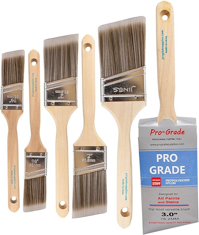 Pro Grade Angle Paint Brushes, Paint Brush Set by ProGradeSupplies