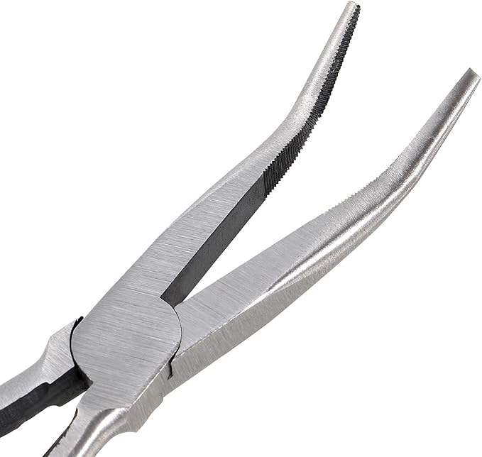SINJEUN 5-Piece 11 Inch Nose Pliers Set, Long Reach Angle Pliers - Straight, 25, 45, 90 and Round. Yellow Rubber Grip