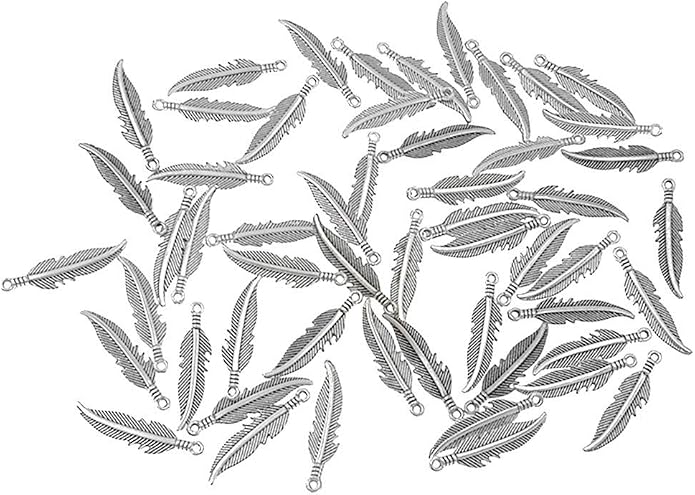 ALIMITOPIA 100pcs Alloy Feather Charms Pendants Easter Angel Wing Feather by ALIMITOPIA
