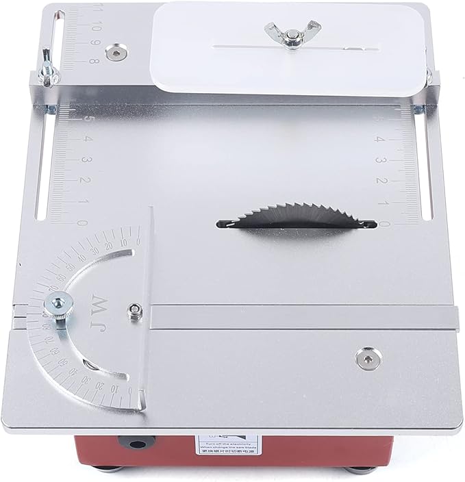 Electric Table Saw Cutter, Small Cutting Machine with Scaled Plate, 0-90° Cutting Portable Woodworking Table Saw for DIY Handmade Wooden Model Crafts Plastic Wood Glass Stone, Top Cut Off Sliding Saw