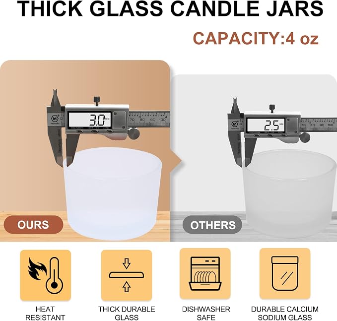 SHOWIN Thick Candle Jars for Making Candles 16 Pcs, 4 OZ Empty Jars - Image 2