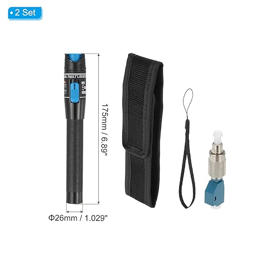 PATIKIL 5mW Visual Fault Locator Fiber Optic, 2Pcs 650nm Fiber Optic Red Light Tester Pen with 2.5mm Universal Connector FC Male to LC Female for SC/FC/ST/LC Network Cable Testing
