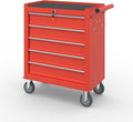 5-Drawer Rolling Tool Box, Metal Tool Chest with Wheels and Locking, Portable for Warehouse, Garage, Repair Shop, Workshop (Red, 5-Drawer)