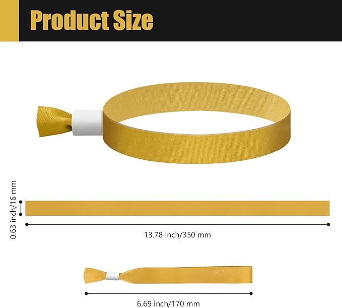 100 Pcs Cloth Event Wristbands, Event Wristbands, Colored Wrist Bands for Events, for Lightweight Concert Wrist Strap for Activities, Party Bracelets for Events (Color : Gold)