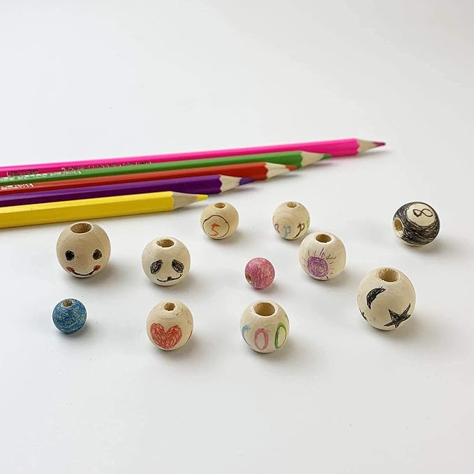 100pcs 14mm Natural Wood Beads DIY Unfinished Round Wooden Loose Beads Bulk - Image 7