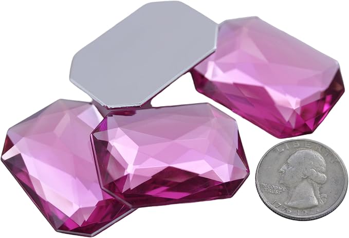 40x30mm Hot Pink A20 Large Flat Back Octagon Acrylic Rhinestones Cosplay by Allstarco