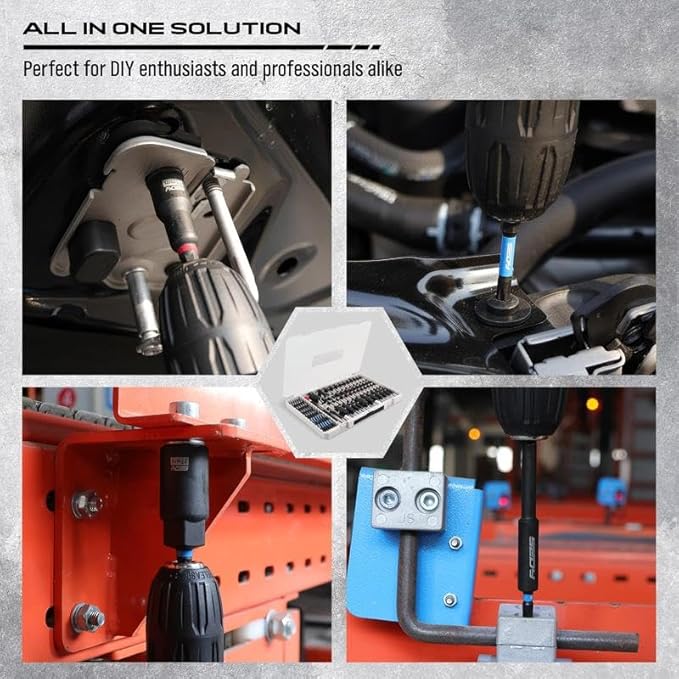 Magnetic Impact Nut Driver Set 80-Piece with Metric & SAE Universal Sockets, Wing Nut Drivers, Socket Adapters, Quick Release Extension, Bit Holder & Power Bits