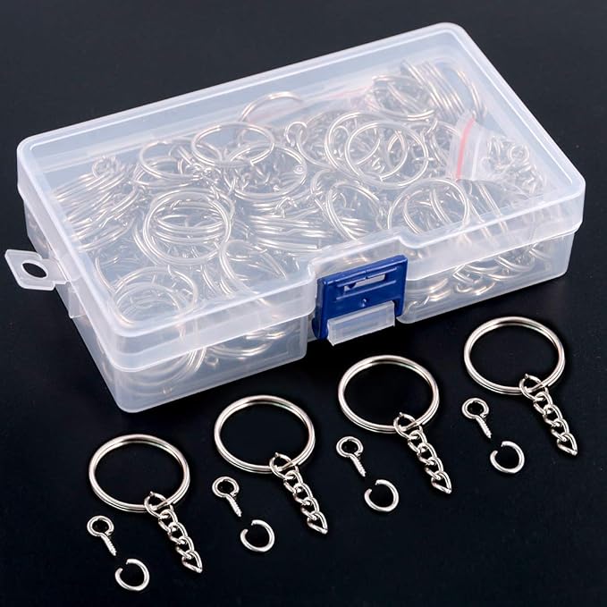 Swpeet 450Pcs 1" 25mm Sliver Key Chain Rings Kit, Including 150Pcs Keychain - Image 5