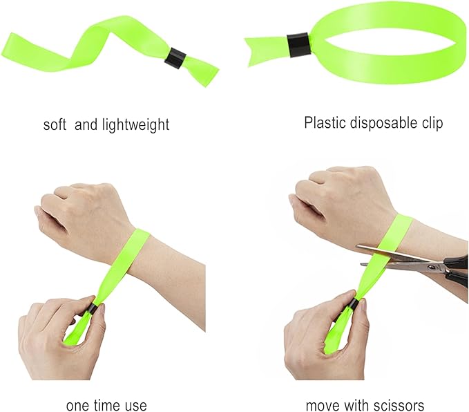 100 Pack Wrist Bands|Light Green Wristbands for Events|Wristbands for Concerts Festival Admission Party|13.78” x 0.59”