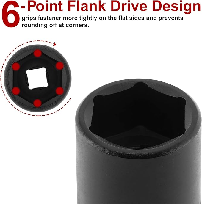 CASOMAN 1/2" Drive x 1-1/4" Impact Socket, 6-Point, SAE, CR-MO