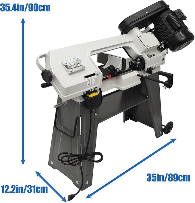 TECHTONGDA 1/2HP Metal Band Saw 420W Horizontal/Vertical Bandsaw, 110V Portable Cutting Machine, 3-Speed Blade, Vise Tilting 0-45º for Metal Wood Plastic