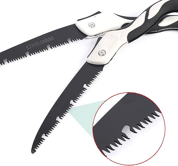 Folding Saw with Rubber Handle, 16.1 Inch Manganese Steel SK-5 Blade Pruning Saw for Hunting, Gardening, Camping and Trimming (blade 18cm)