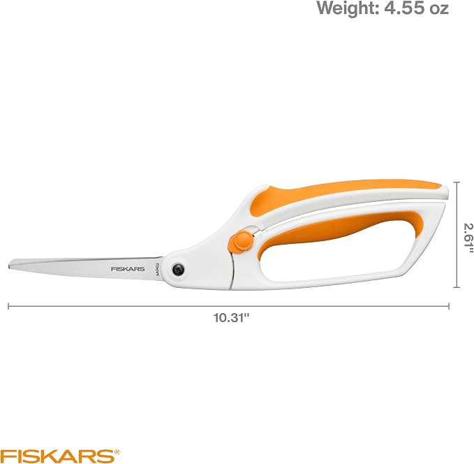 Fiskars Easy Action Scissors, No. 8, Spring-Assisted & SoftGrip Bent Handle - Image 6