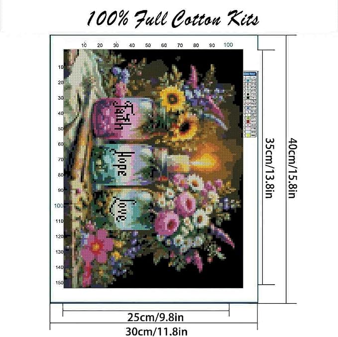 MYBISYMQQ Faith, Love Cross Stitch Kits, Stamped Cross Stitch Kit - Image 2