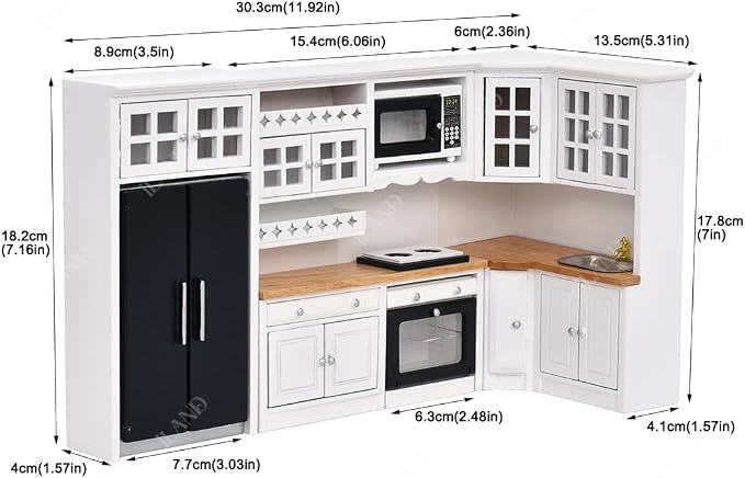 iLAND Dollhouse Furniture and Accessories Set Dollhouse Kitchen Modern Kit - Image 7