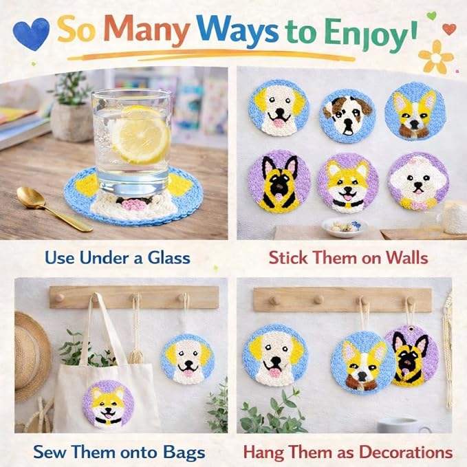 Punch Needle Coaster Kit for Adults Beginners, Easy Punch Embroidery Starter Set - Image 6