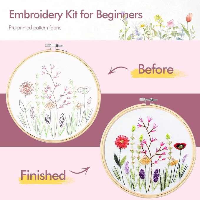 4 Pack Embroidery kit for Beginners Adults DIY Starter Kit, Cross Stitch Kits - Image 4