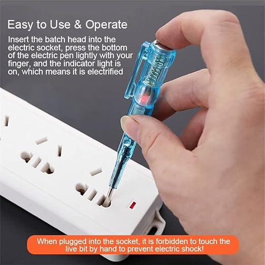 Fielect 2pcs Voltage Detector Pen Test Screwdriver Steel Batch Screwdriver Test Pencil JRDB-107 AC/DC 100-500V Blue Clear