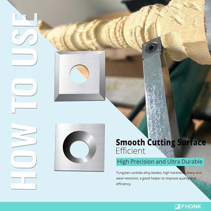 11mm Square Straight Carbide Cutters, for Woodturning Replacement Cutter Knives, Fits Spiral, Helical Planer Cutter, Wood Lathe Turning Tool, 10-Piece (11x11x2.0-30°)