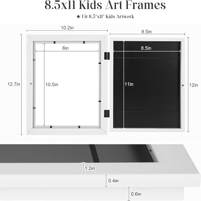Kids Art Frames, 8.5x11 Front Opening Kids Artwork Frames Changeable, Holds 50 - Image 3