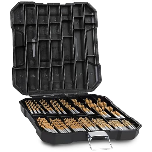 SAE 99PCS Titanium Coated Drill Bit Set, 135° Tip High Speed Steel, Twist Drill Bit Set with Storage Case for Aluminum, Copper, Soft Alloy Steel, Wood, Plastic Size from 1/16" to 3/8"