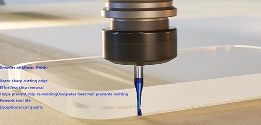 O Single Flute Upcut Spiral End Mill CNC Router Bit with NACO Coating for Plastic Cutting with Mirror Finish (1, 1/8 D x 1/2 CH x 1/4 SHK x 2L) UT188