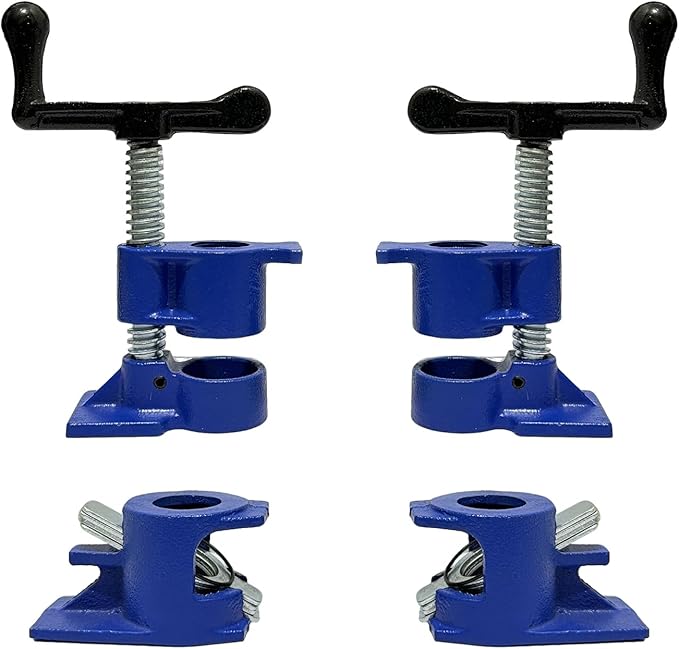 HENBOW 3/4" Pipe Clamp,Wood Gluing Pipe Clamp Set,Heavy Duty Cast Professional Pipe Clamps Tools,Cast Iron Wood Clamps Quick Release for Woodworking Improvement and Diy Projects(2Pack-Blue)