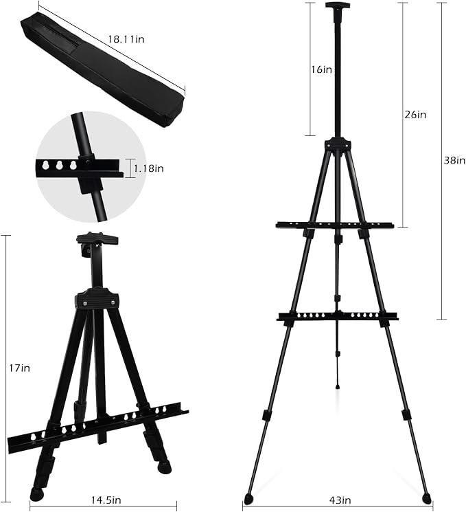 NS JYMB Black 2 Pack Adjustable Art Easel Stand - Image 5