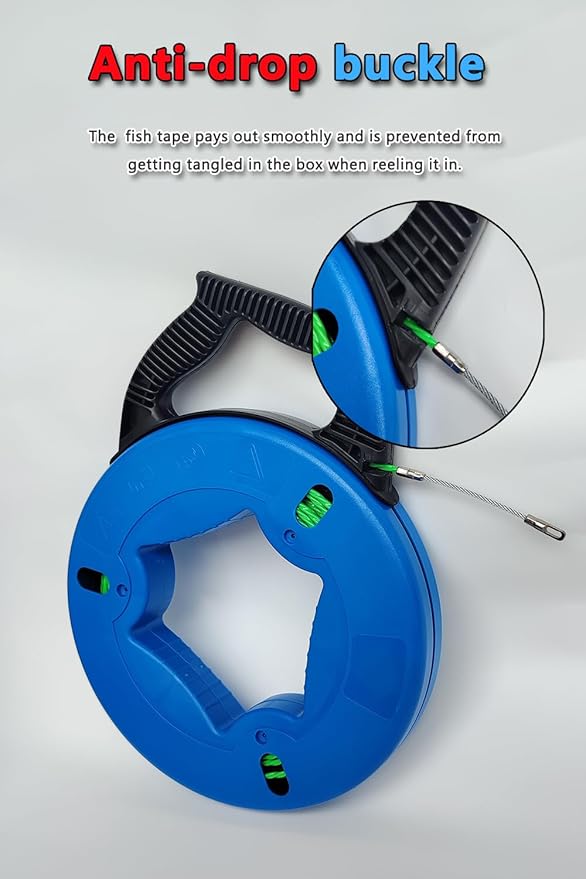 196FT 4.5mm Professional Flexible Wire Rodding Guide Kit for Electrical Wiring Installation with Storage Case【60M*4.5mm】