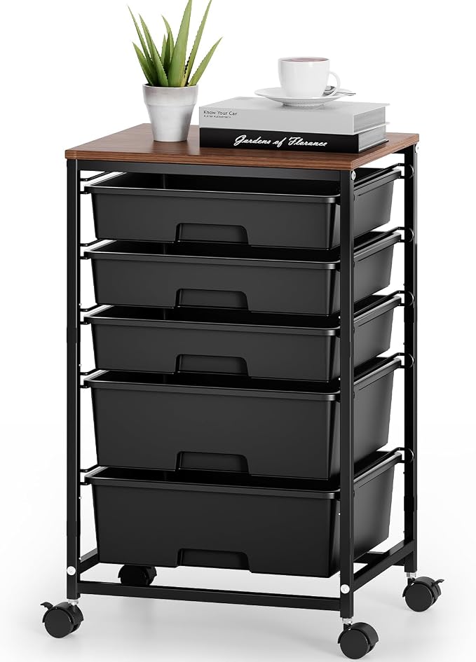 SYKIARIOL 5-Tier Rolling Utility Storage Drawer Craft Cart on Wheels by SYKIARIOL