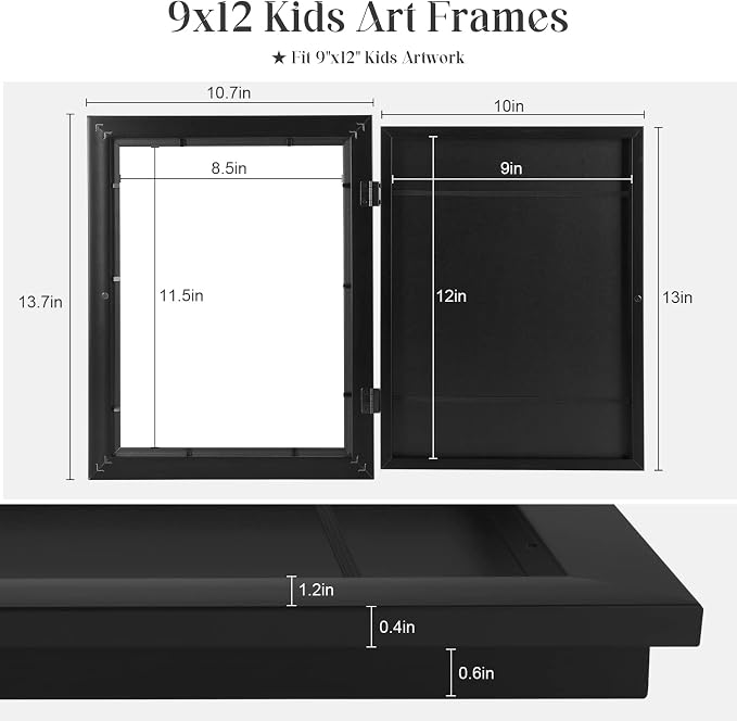 Kids Art Frames, 9x12 Front Opening Kids Artwork Frames Changeable, Holds 50 Pcs - Image 3