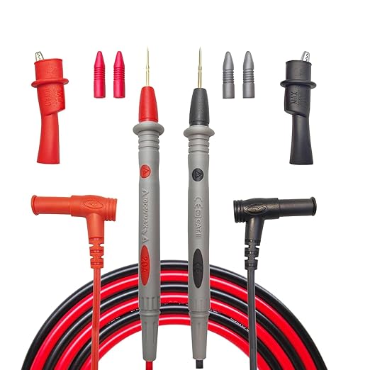 Professional Multimeter Test Leads 1000V 20A, 40.5in, Test Leads Kit, Ultra-Sharp Gold-Plated Probes, Silicone Meter Leads for Fluke, AstroAI, Klein Multimeter & Automotive Testing (Upgraded)