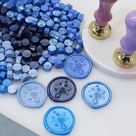 300 Pcs Wax Seal Beads, Sky Blue Sealing Wax Beads, Refilling Octagon Wax - Image 3