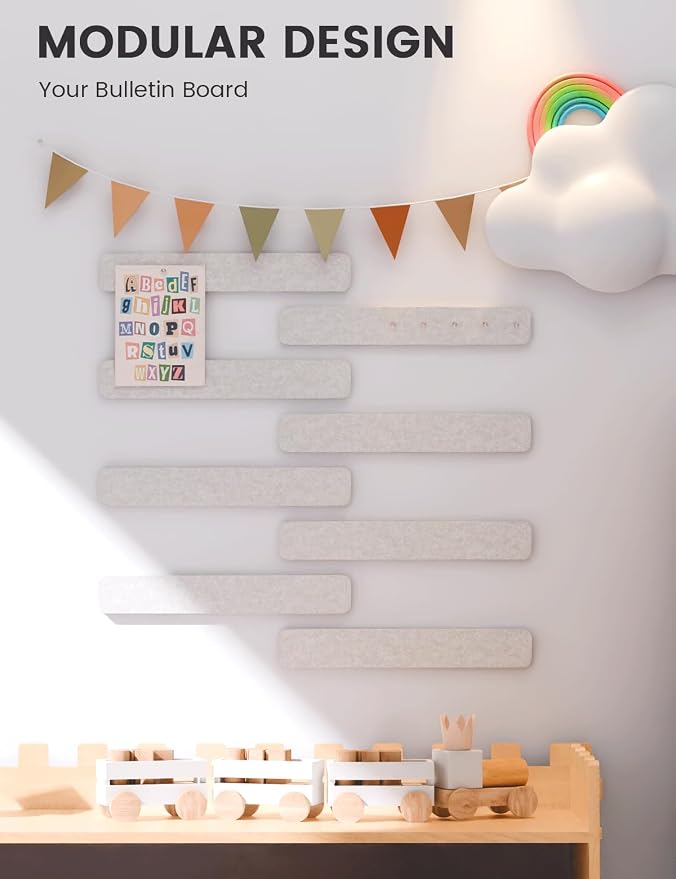 Fluxynara Cork Board Alternative Felt Strip Board 8-Pack 13"x2", Office Pin - Image 5